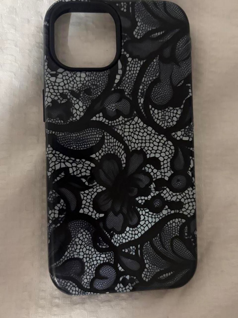 Black Floral Lace Pattern Phone Case - Compatible Cell Phone